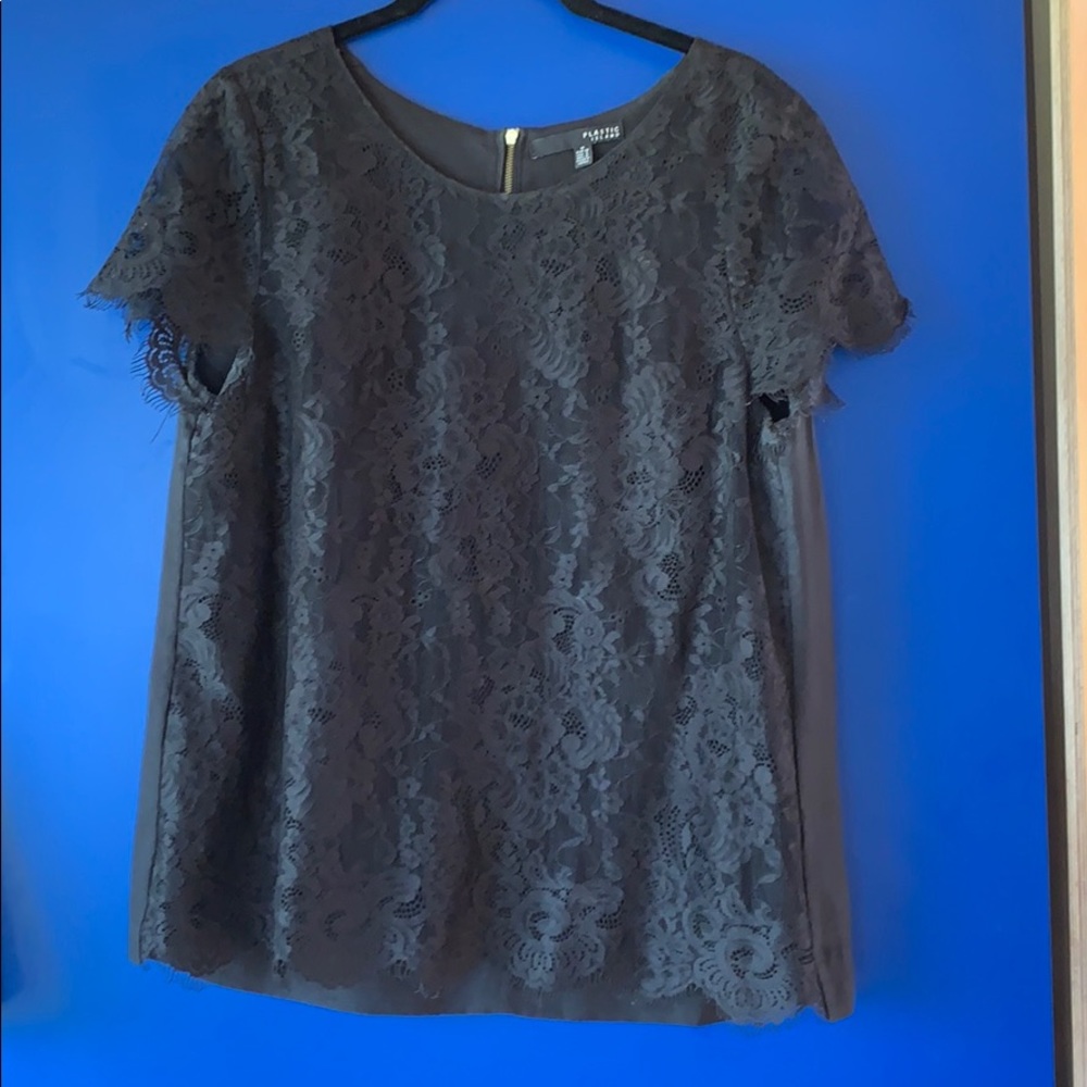 Anthropologie(Plastic Island) Black Lace front top